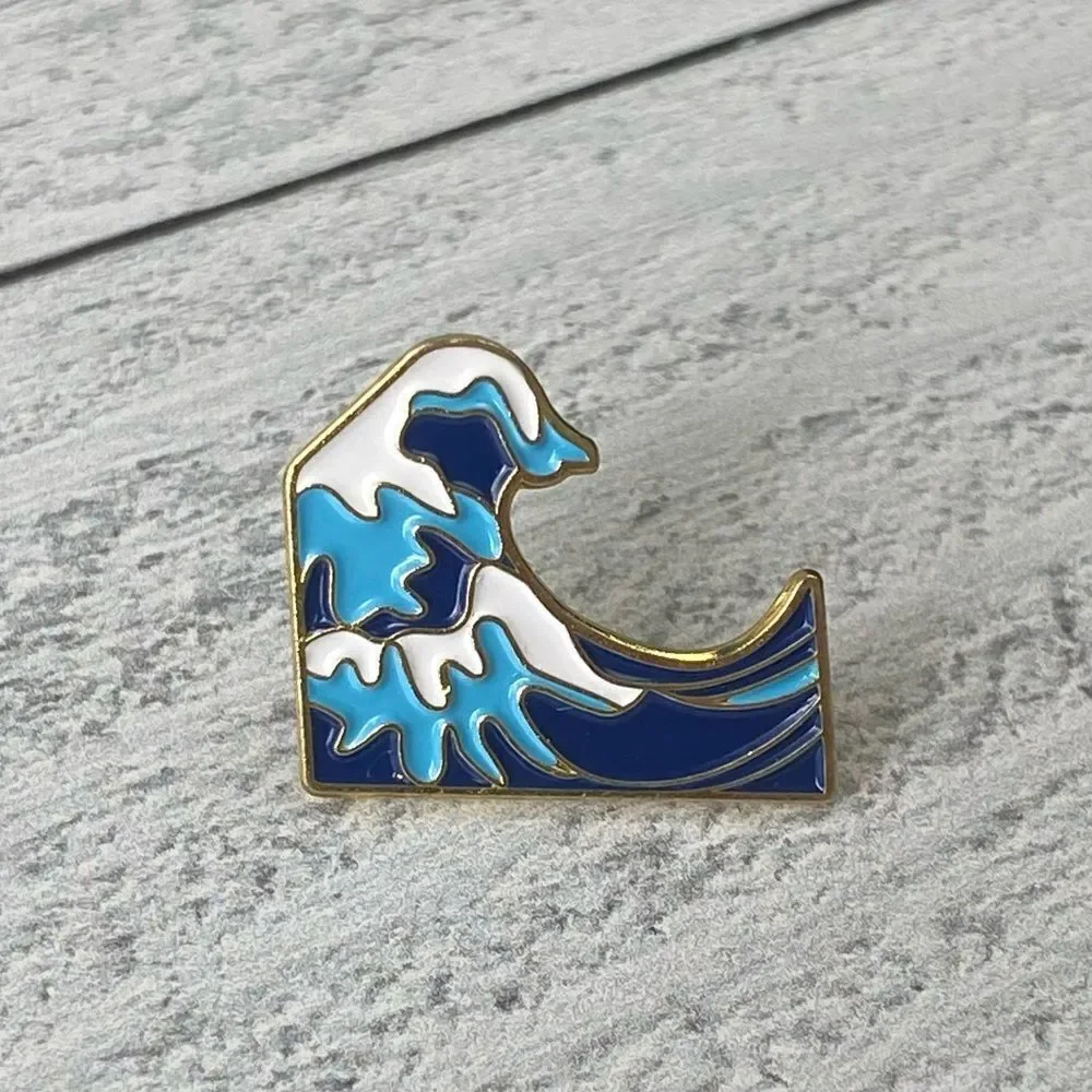 Blue Ocean Wave Enamel Pin/ Brooch Lapel